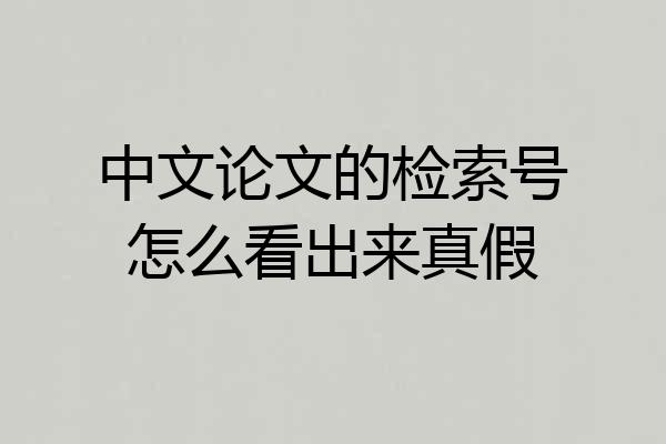 中文论文的检索号怎么看出来真假