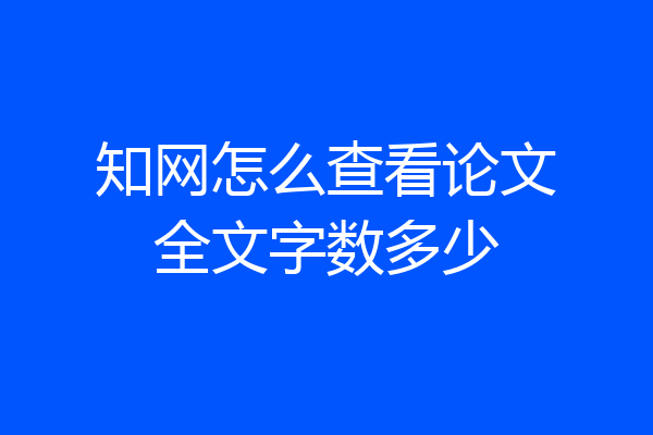 知网怎么查看论文全文字数多少