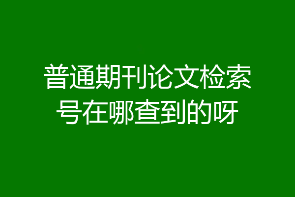 普通期刊论文检索号在哪查到的呀