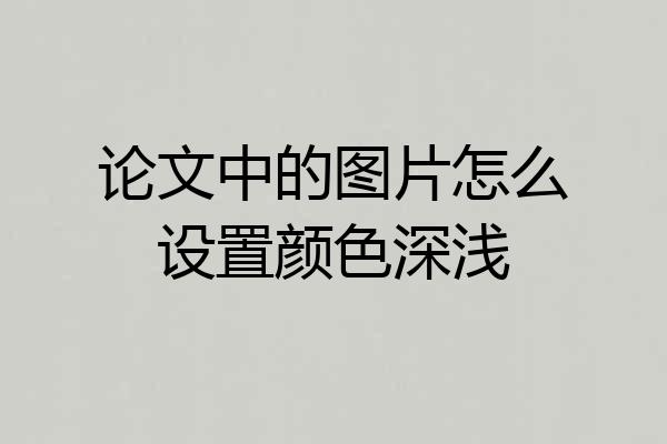 论文中的图片怎么设置颜色深浅