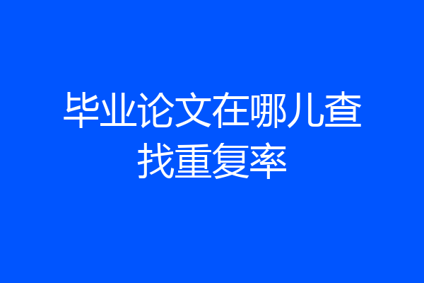 毕业论文在哪儿查找重复率