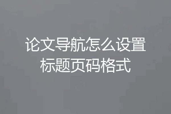 论文导航怎么设置标题页码格式