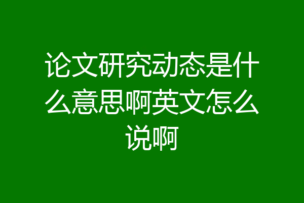 论文研究动态是什么意思啊英文怎么说啊