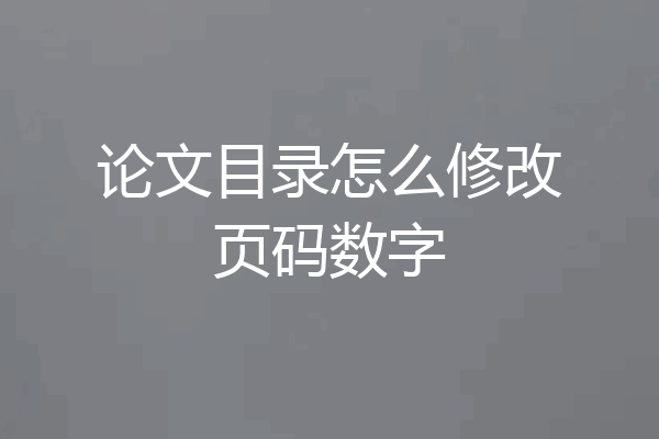 论文目录怎么修改页码数字