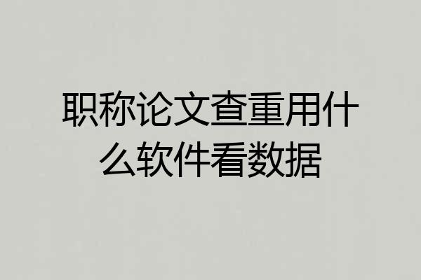 职称论文查重用什么软件看数据