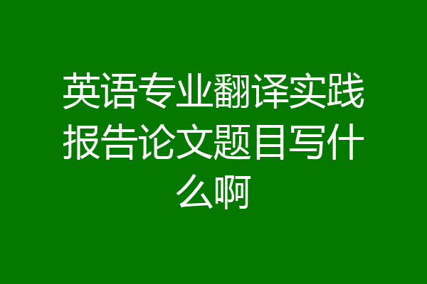 英语专业翻译实践报告论文题目写什么啊