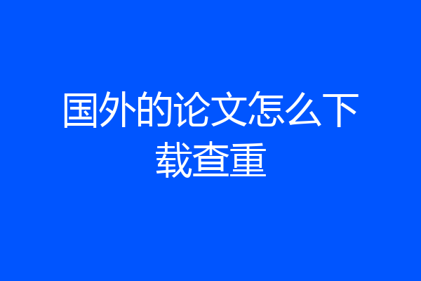 国外的论文怎么下载查重