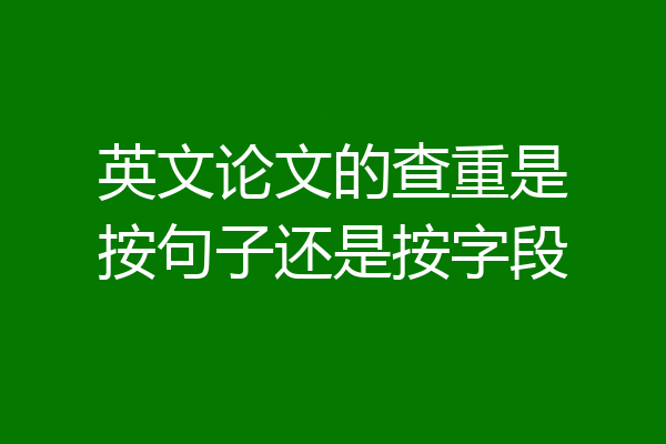 英文论文的查重是按句子还是按字段