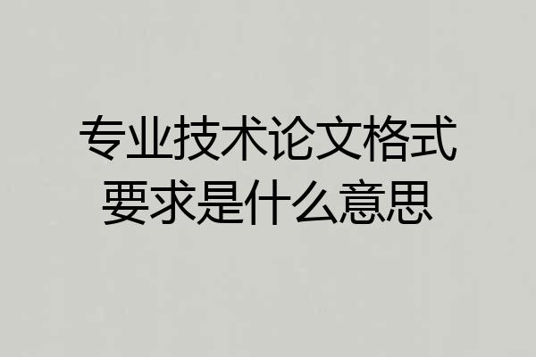 专业技术论文格式要求是什么意思