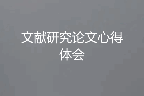 文献研究论文心得体会