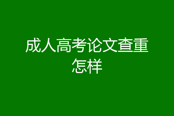成人高考论文查重怎样