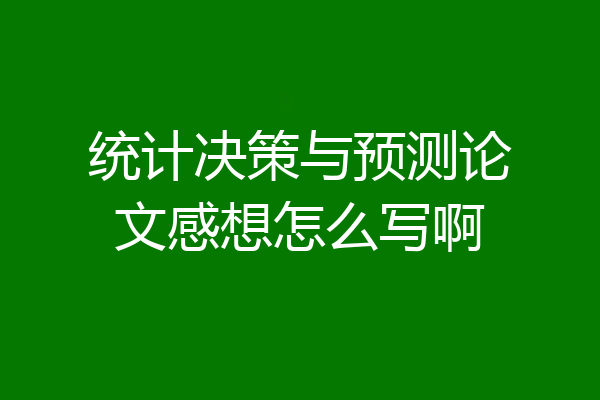 统计决策与预测论文感想怎么写啊