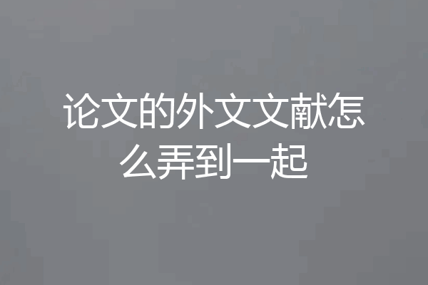 论文的外文文献怎么弄到一起