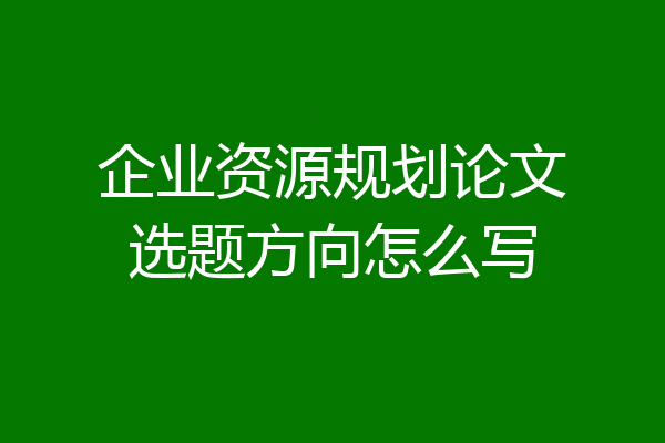 企业资源规划论文选题方向怎么写