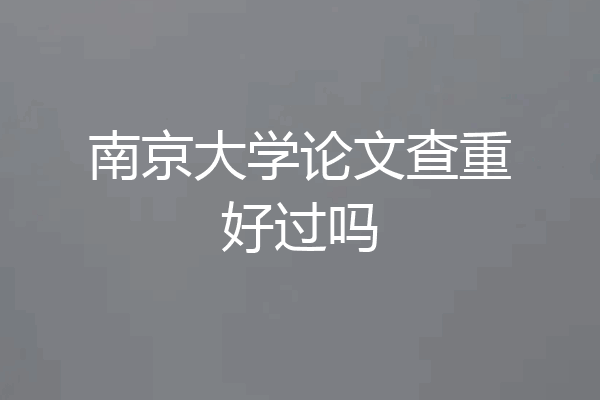 南京大学论文查重好过吗