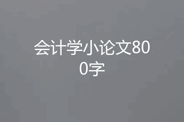 会计学小论文800字