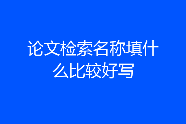 论文检索名称填什么比较好写