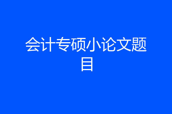 会计专硕小论文题目