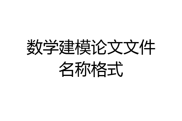 数学建模论文文件名称格式
