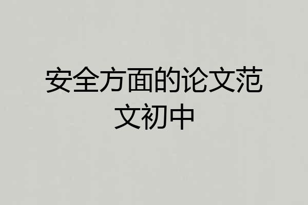 安全方面的论文范文初中