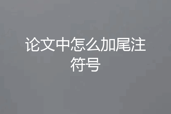 论文中怎么加尾注符号