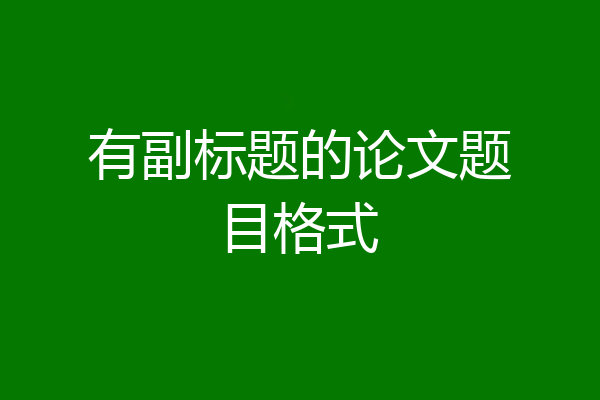 有副标题的论文题目格式