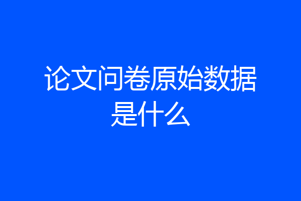 论文问卷原始数据是什么
