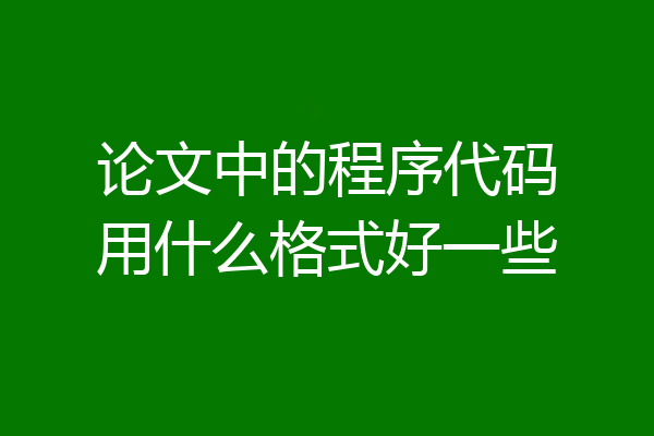 论文中的程序代码用什么格式好一些