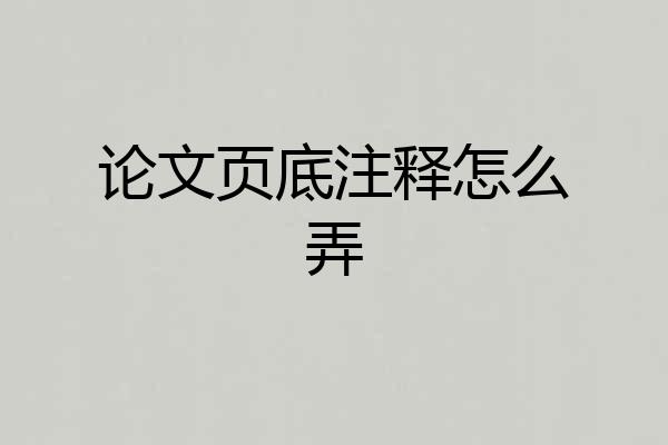 论文页底注释怎么弄