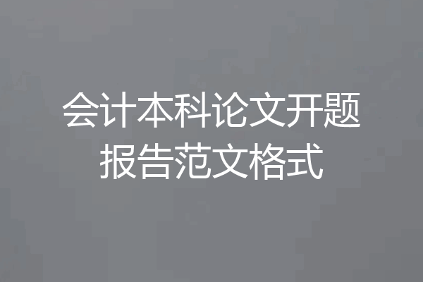 会计本科论文开题报告范文格式