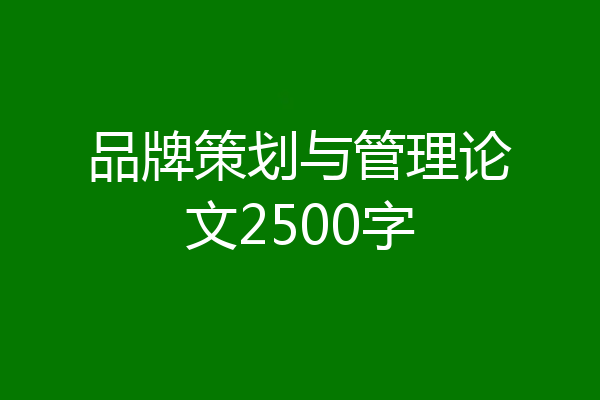 品牌策划与管理论文2500字