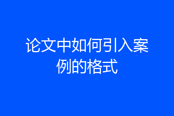 论文中如何引入案例的格式