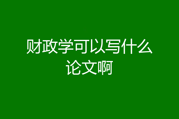 财政学可以写什么论文啊