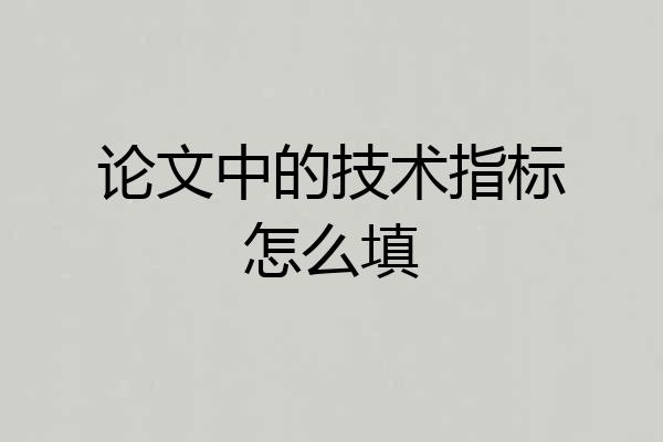论文中的技术指标怎么填