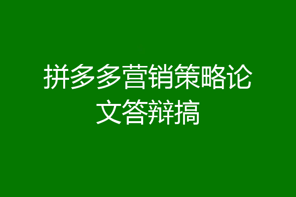 拼多多营销策略论文答辩搞