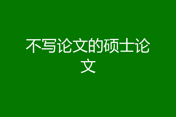 不写论文的硕士论文