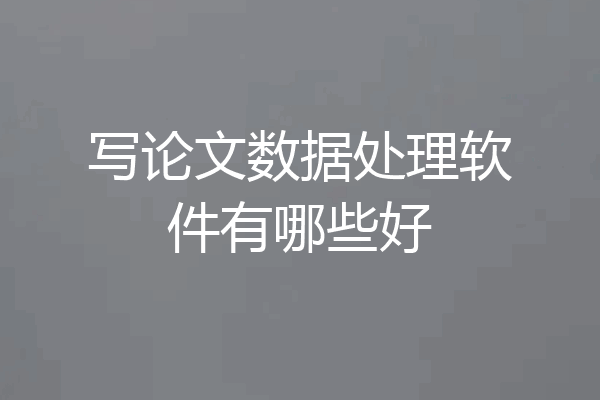 写论文数据处理软件有哪些好