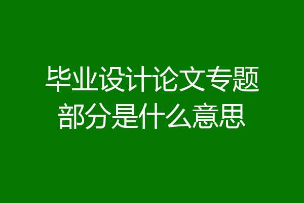 毕业设计论文专题部分是什么意思