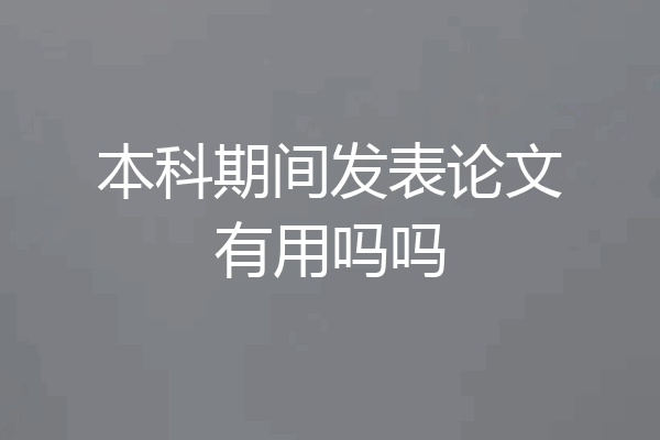 本科期间发表论文有用吗吗
