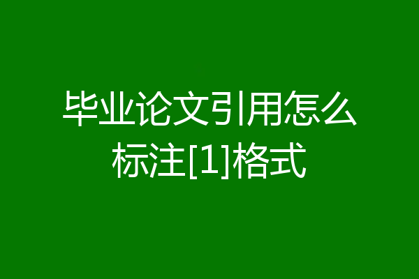 毕业论文引用怎么标注[1]格式