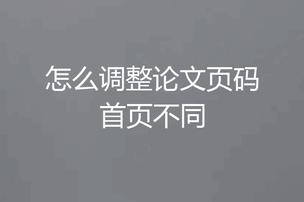 怎么调整论文页码首页不同