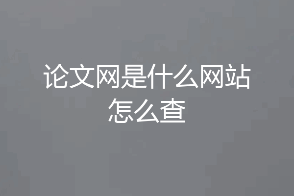 论文网是什么网站怎么查