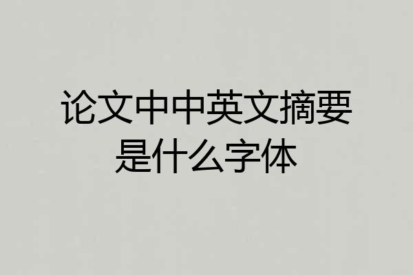 论文中中英文摘要是什么字体