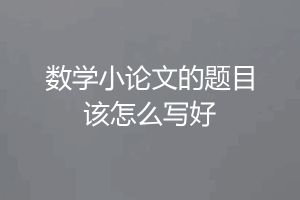 数学小论文的题目该怎么写好