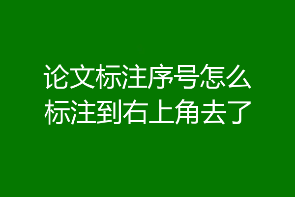 论文标注序号怎么标注到右上角去了