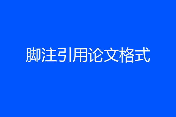 脚注引用论文格式