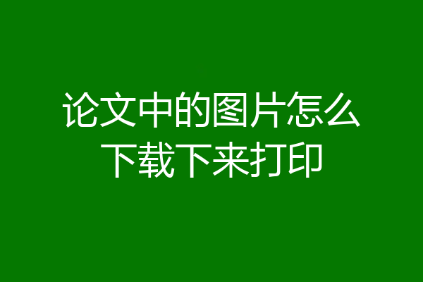 论文中的图片怎么下载下来打印