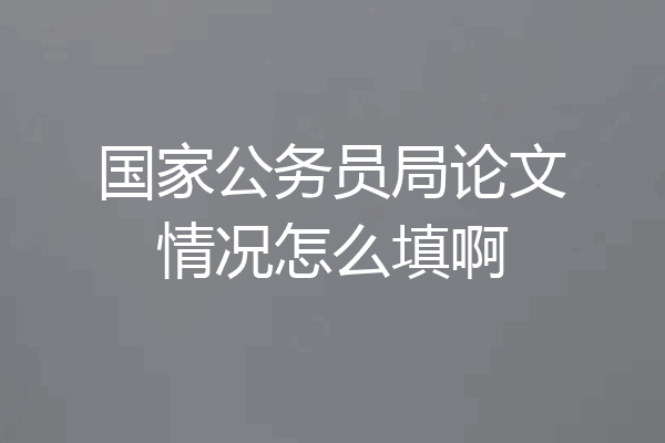 国家公务员局论文情况怎么填啊
