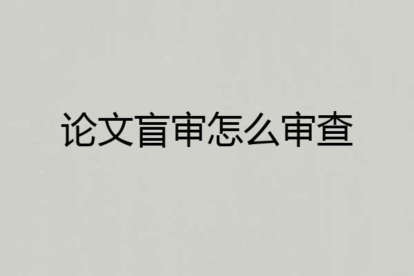 论文盲审怎么审查