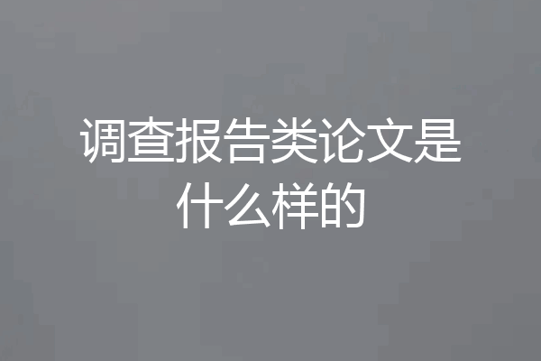 调查报告类论文是什么样的